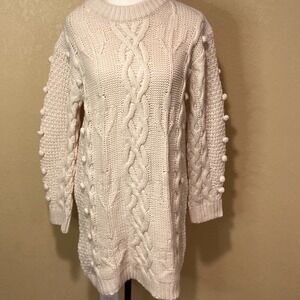 Petal and Pup‎ Mona Cream Cable Stitch Long Sleeve Sweater Minidress, size 2